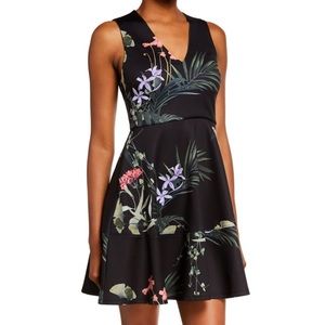 Ted Baker Black Floral Skater Dress